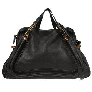 Chloe Black Leather Paraty 2way Handbag